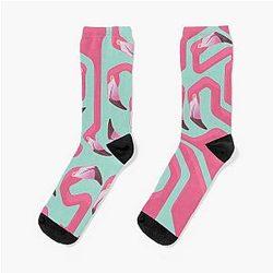 Flamingo Maze on beach background. Socks