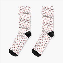 Flamingo Pattern White Socks