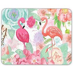 Non-Slip Rubber Mouse Pad in Bright Colors Watercolor Flamingo and Flowers 9.5 inch x 7.9 inch