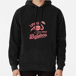 Womens Life Is About Balance Flamingo Lover Gift Pullover Hoodie