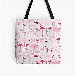 Cute Pink Flamingo Obsessed Pattern Print Tote Bag