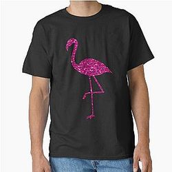 Flamingo Pink Glitter Black Pattern Classic T-Shirt