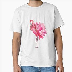 Pink Flamingo and Flower Classic T-Shirt