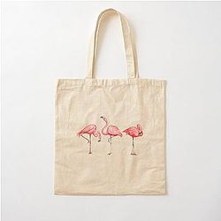 Flamingo Black Cotton Tote Bag
