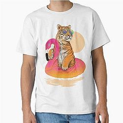 Chillin Flamingo Tiger Classic T-Shirt