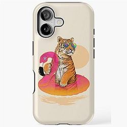 Chillin' Flamingo Tiger iPhone Tough Case