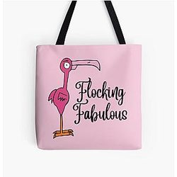 Flocking Flamingo by Everything Print Tote Bag