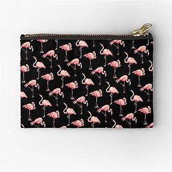 Flamingo Pattern Black Zipper Pouch