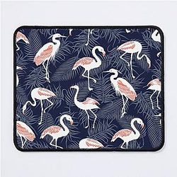 Tropical Flamingo Navy Mouse Pad