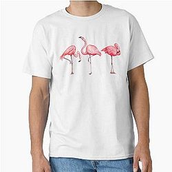 Flamingo Pattern Black T-Shirt