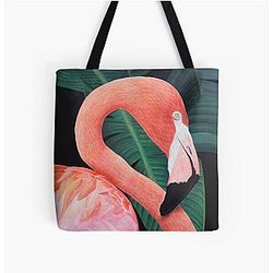 Elegant Flamingo Colorful Illustration All Over Print Tote Bag
