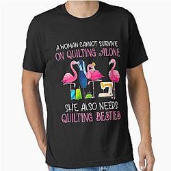 Flamingo A Woman Can Survive On Quilting Essential T-Shirt