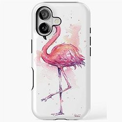 Pink Flamingo iPhone Watercolor Tropical Bird Tough Case