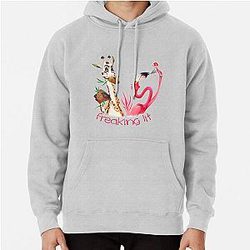 Party Time Freakin' Giraffe and Flamingo Pullover Hoodie