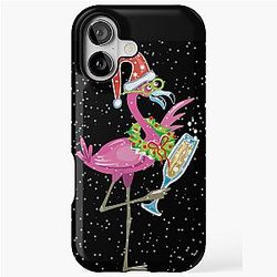 Tropical Christmas Santa Pink Flamingo Tree Hat Xmas iPhone Tough Case