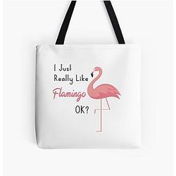 I Just Really Like Pink Flamingo Gift Flamingo Party All Over Print Tote Bag
