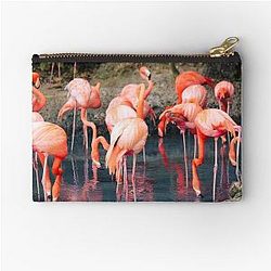 Beautiful Flock of Flamingos Zipper Pouch