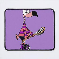 Funny Pink Flamingo Playing Lacrosse Mousepad