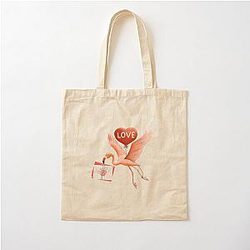 Flamingo Valentine's Day Cotton Tote Bag