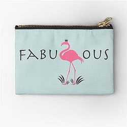 Flamingo with crown and lettering Fabulous zipper pouch