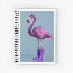 Purple Flamingo in Purple Wellington Spiral Notebook