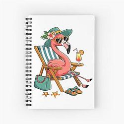 Tropical Flamingo Vacation Spiral Notebook