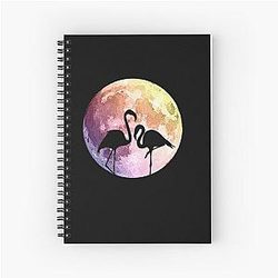 Watercolor Moon Flamingo Spiral Notebook