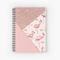 Modern Pink Glitter Flamingo Spiral Notebook