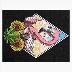 Flamingo Weed Stoner Jigsaw Puzzle