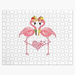 Beautiful Flamingos Wear Sunglasses. Jigsaw Puzzle