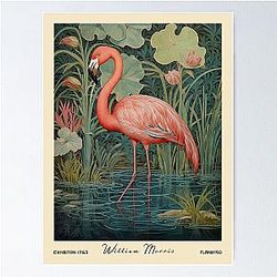Flamingo Morris Botanical Tropical Bird Poster