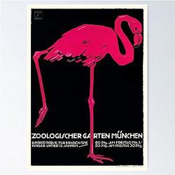 1912 Ludwig Hohlwein Munich Zoo Flamingo