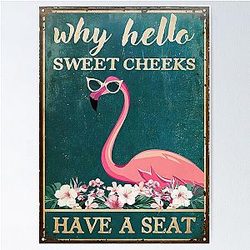 Why Hello Sweet Have A Seat - Flamingo with Sunglasses Poster