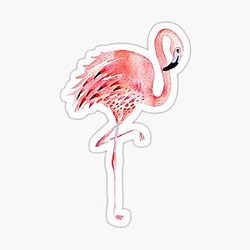 Pink Flamingo Watercolor Sticker