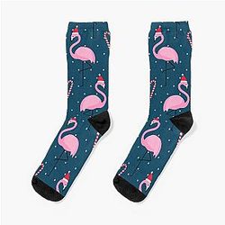 Merry Flamingo Christmas Socks