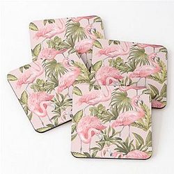 Flamingo Tropical Plants Coasters