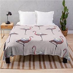 Flamingo Persian Cat Throw Blanket