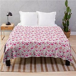 Cute Pink Flamingo Summer Throw Blanket