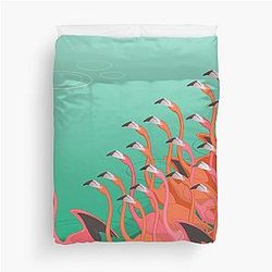 Fresco of Flamingos Duvet Cover