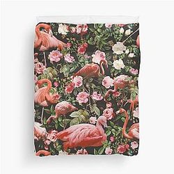 Floral Flamingo Pattern Duvet Cover