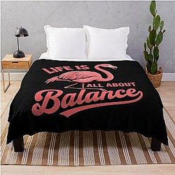 Women's Life is All About Balance Flamingo Lover Gift Throw Blanket