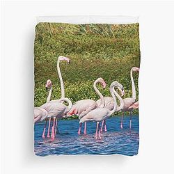 A Beautiful Flock of Flamingos Duvet Cover