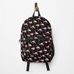 Flamingo Pattern Black Backpack