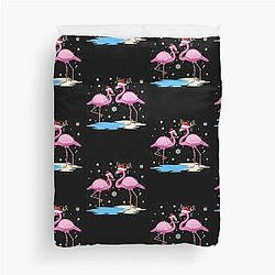 Christmas Flamingo Duvet Cover
