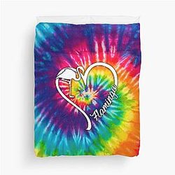 Flamingo Tie dye heart Duvet Cover