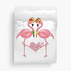 Beautiful Flamingos Wear Sunglasses. Duvet Cover