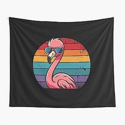 Cool Retro Flamingo in Sunglasses 70s Flamingo Tapestry