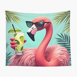 Cool Tropical Flamingo Funny Summer Beach Vibes Gift Tapestry