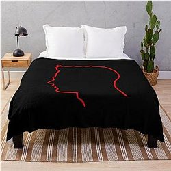 Depeche Mode Andy Fletcher profile red outline black background Throw Blanket