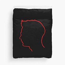 Depeche Mode Andy Fletcher profile red outline black background Duvet Cover